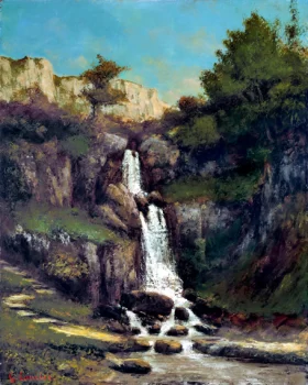 La Cascade 1874 by Gustave Courbet