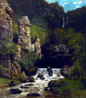 Landscape with a Waterfall 1865 by Gustave Courbet