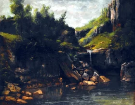 Cascade in a Rocky Landscape by Gustave Courbet