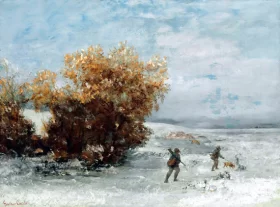 Chasseurs Dans Le Neige by Gustave Courbet
