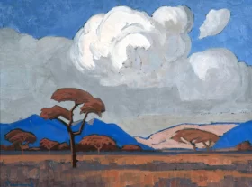 Landscape with Clouds, Recto, Mountainous Landscape, Verso by Jacobus Hendrik Pierneef