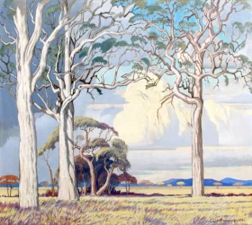 Lowveld landscape with Trees and Clouds by Jacobus Hendrik Pierneef