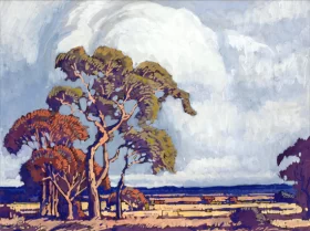 Trees and Storm Clouds on the Veld by Jacobus Hendrik Pierneef