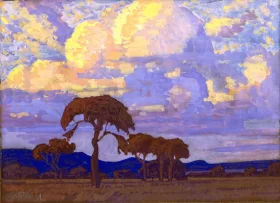 Highveld landscape with Clouds by Jacobus Hendrik Pierneef
