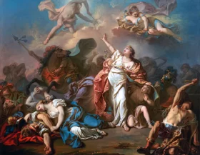 Apollo and Diana Attacking the Children of Niobe 1772 by Jacques Louis David