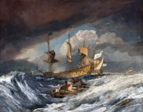 Boats Carrying Out Anchors to the Dutch Men of War, 1804 by J.M.W. Turner