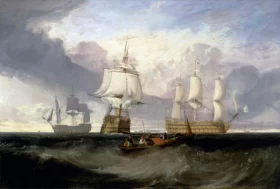 The Victory Returning from Trafalgar, in Three Positions 1806 by J.M.W. Turner
