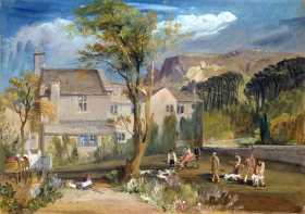 Caley Hall, Yorkshire with Stag Hunters Returning Home 1818 by J.M.W. Turner