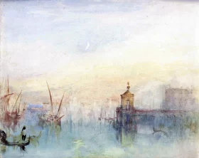 Venice- The New Moon – The Dogana from the steps of The Hotel Europa by J.M.W. Turner