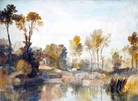 House beside the River, with Trees and Sheep by J.M.W. Turner