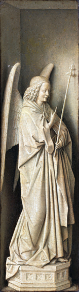 Virgin and Child Closed - Triptych - Left Panel by Jan Van Eyck