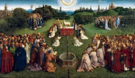 10. The Ghent Altarpiece Adoration of the Holy Lamb by Jan Van Eyck
