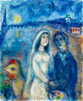 La Mariée Sur Fond de la Tour Eiffel by Marc Chagall (Inspired by)
