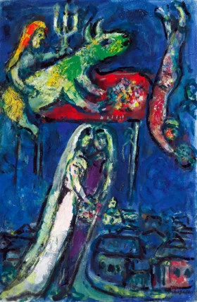 Les Mariés à L'âne Vert by Marc Chagall (Inspired by)