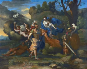Venus, Mother of Aeneas, presenting him with Arms forged by Vulcan by Nicolas Poussin