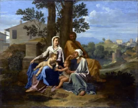 The Holy Family with Saint John and Saint Elizabeth in a landscape 1650 by Nicolas Poussin