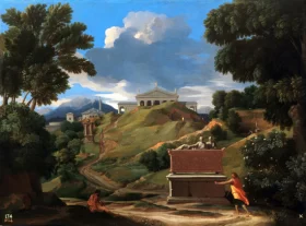 Landscape with ruins 1642 by Nicolas Poussin