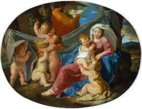 Holy Family at Rest with the Infant Saint John the Baptist and Putti 1627 by Nicolas Poussin