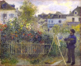 Monet Painting in his Garden at Argenteuil by Pierre Auguste Renoir