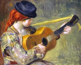 Girl with a Guitar by Pierre Auguste Renoir