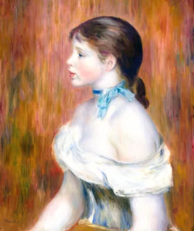 Girl with a Blue Ribbon 1888 by Pierre Auguste Renoir