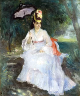 Femme a L'ombrelle Assise Dans Le Jardin (Lise Tréhot) by Pierre Auguste Renoir