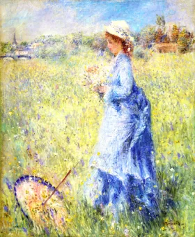 Femme Cueillant Des Fleurs by Pierre Auguste Renoir