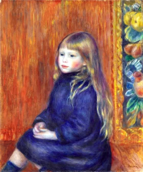 Enfant Assis En Robe Bleue by Pierre Auguste Renoir
