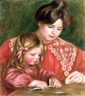 Gabrielle and Coco Playing Dominos by Pierre Auguste Renoir
