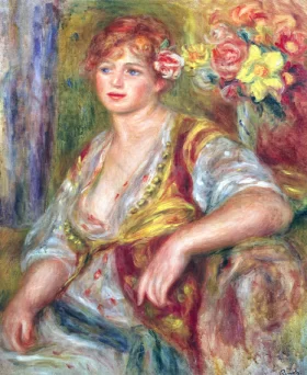 Blonde Woman with a Rose by Pierre Auguste Renoir