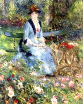 Dans Les Roses (Madame Léon Clapisson) by Pierre Auguste Renoir