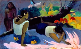 Arearea No Varua Ino (Reclining Tahitian Women) by Paul Gauguin