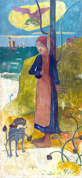 Breton Girl Spinning by Paul Gauguin