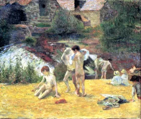 The Bathing By the Mill in Bois D’Amour, Pont-Aven by Paul Gauguin