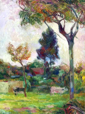Two Cows in the Meadow by Paul Gauguin