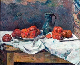 Tomatoes and a Pewter Tankard on a Table by Paul Gauguin