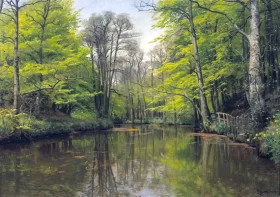 A tranquil forest lake 1904 by Peder Mørk Mønsted
