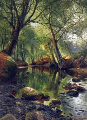 A woodland stream 1895 by Peder Mørk Mønsted