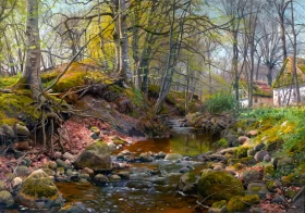 A Forest Stream 1905 by Peder Mørk Mønsted