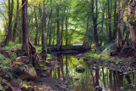 A Stream in the Forest 1925 by Peder Mørk Mønsted