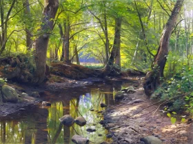 A stream in a forest 1924 by Peder Mørk Mønsted