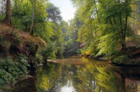 Wooded River Landscape 1913 by Peder Mørk Mønsted