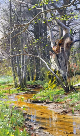In the woods in the early spring, near Sorø 1903 by Peder Mørk Mønsted