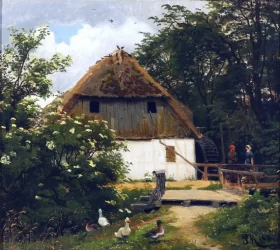 A summer's day at the watermill 1881 by Peder Mørk Mønsted