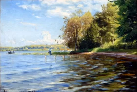 Summer day at Esrum Lake near Nødebo 1893 by Peder Mørk Mønsted
