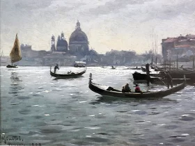 The Venetian lagoon with Santa Maria della Salute in background 1928 by Peder Mørk Mønsted