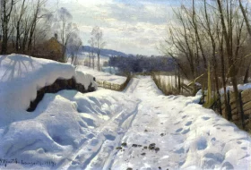 Snowy path in Langseth 1919 by Peder Mørk Mønsted