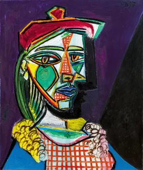 Femme Au Béret et à la Robe Quadrillée (Marie-Thérèse Walter) by Pablo Picasso (inspired)