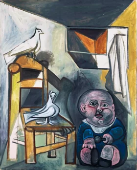 A Child with Pigeons by Pablo Picasso (inspired)