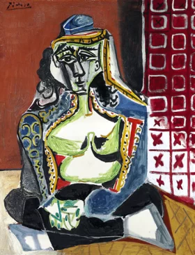 Femme Accroupie Au Costume Turc (Jacqueline) by Pablo Picasso (inspired)
